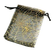 Organza - chiffonpose med edderkop i guldspind. 150 mm. 5 stk.